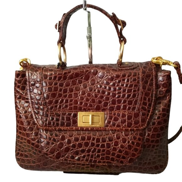 Rebecca Minkoff Leather Covert Convertible Satchel Shiny Brown Color NWT $425 - Picture 1 of 15